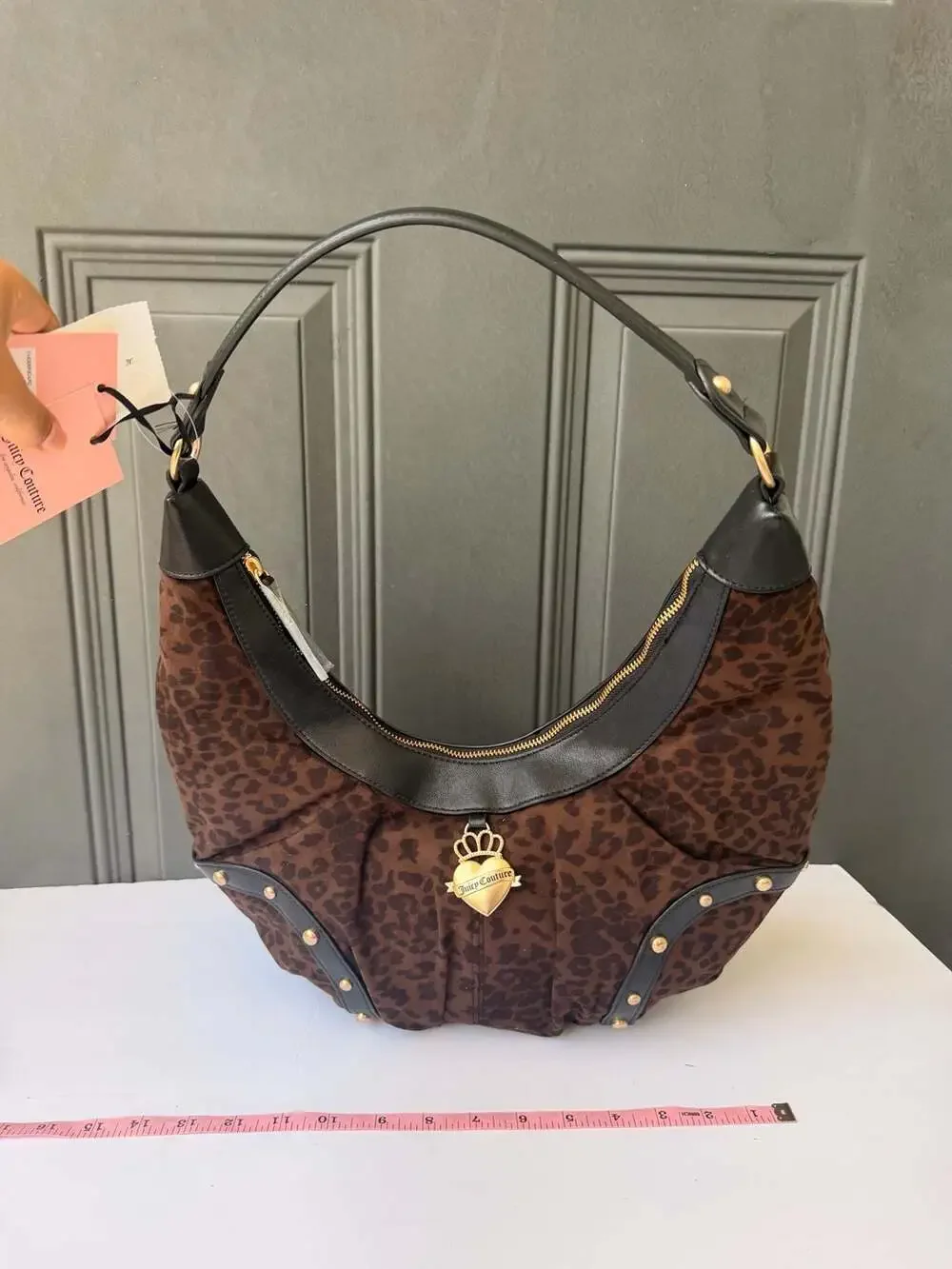 Juicy Couture Retro Glam Hobo Handbag in Chocolate Leopard
